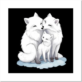 Cute Arctic Fox Family Posters and Art
